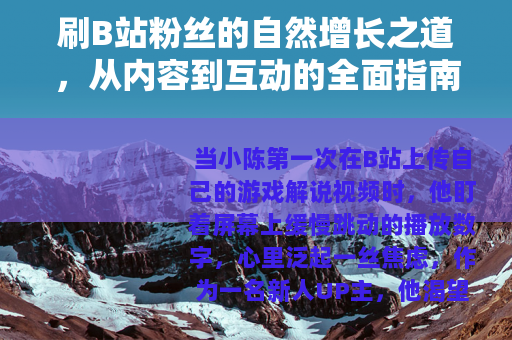 刷B站粉丝的自然增长之道，从内容到互动的全面指南