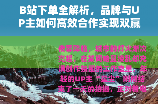 B站下单全解析，品牌与UP主如何高效合作实现双赢