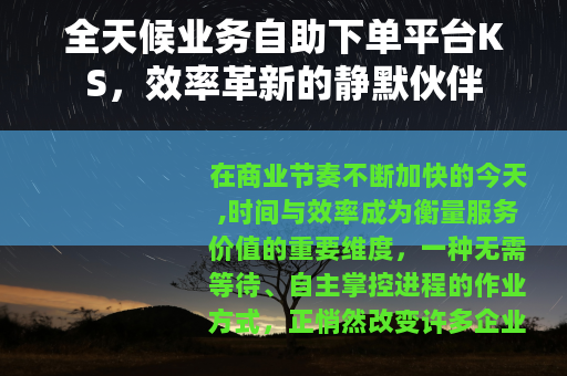 全天候业务自助下单平台KS，效率革新的静默伙伴