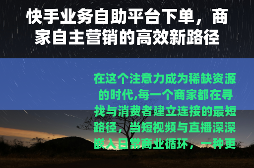快手业务自助平台下单，商家自主营销的高效新路径