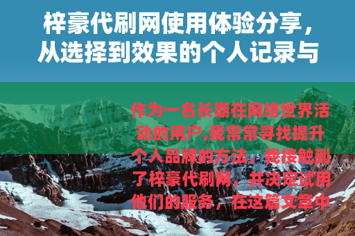 梓豪代刷网使用体验分享，从选择到效果的个人记录与建议