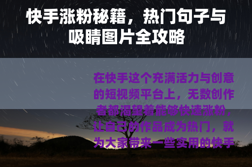 快手涨粉秘籍，热门句子与吸睛图片全攻略