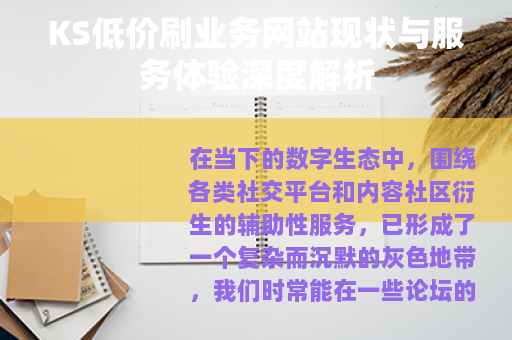 KS低价刷业务网站现状与服务体验深度解析