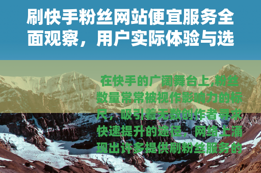 刷快手粉丝网站便宜服务全面观察，用户实际体验与选择考量