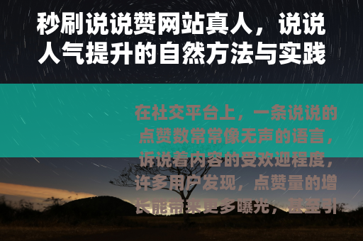 秒刷说说赞网站真人，说说人气提升的自然方法与实践分享