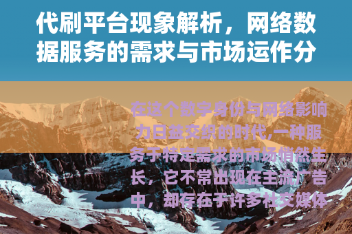代刷平台现象解析，网络数据服务的需求与市场运作分析