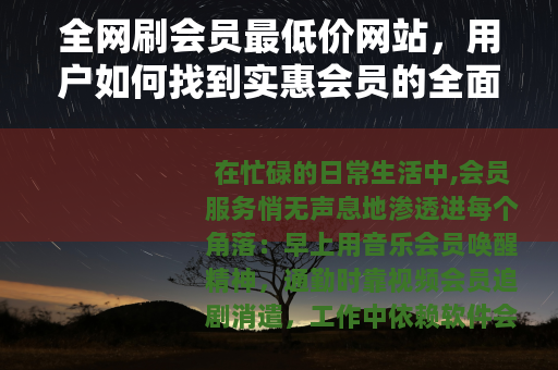 全网刷会员最低价网站，用户如何找到实惠会员的全面指南