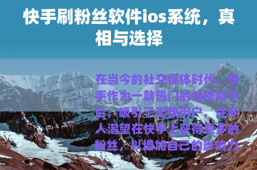 快手刷粉丝软件ios系统，真相与选择