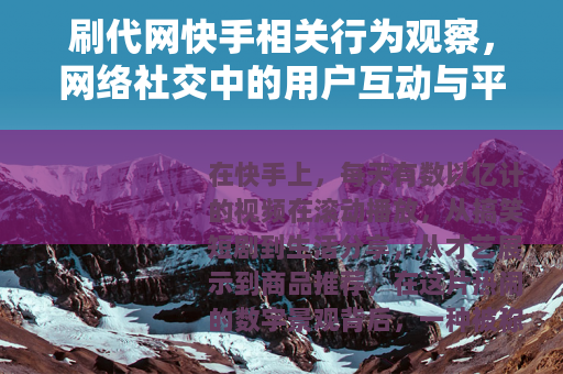 刷代网快手相关行为观察，网络社交中的用户互动与平台生态