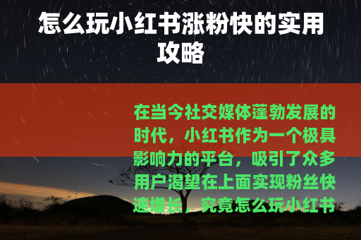 怎么玩小红书涨粉快的实用攻略