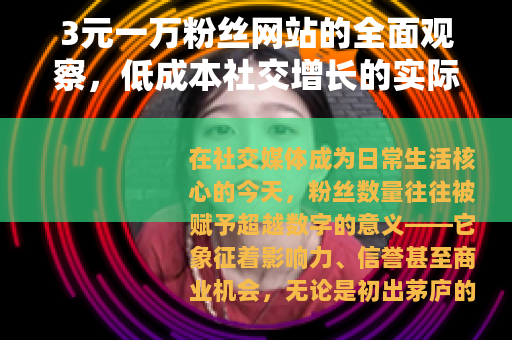 3元一万粉丝网站的全面观察，低成本社交增长的实际应用与长远考量