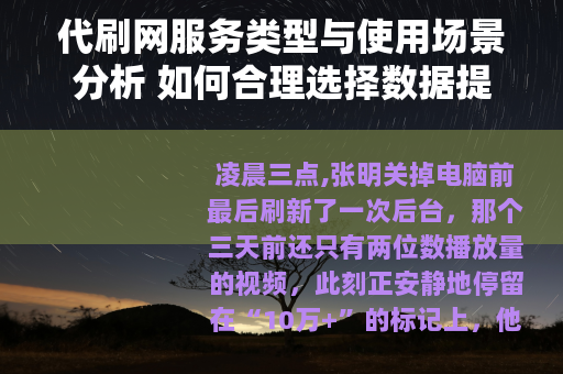代刷网服务类型与使用场景分析 如何合理选择数据提升渠道