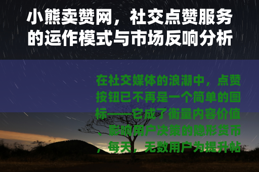 小熊卖赞网，社交点赞服务的运作模式与市场反响分析
