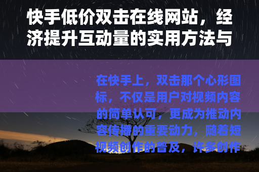 快手低价双击在线网站，经济提升互动量的实用方法与经验分享