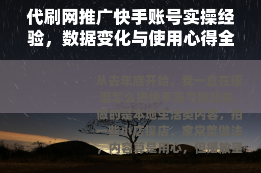 代刷网推广快手账号实操经验，数据变化与使用心得全记录