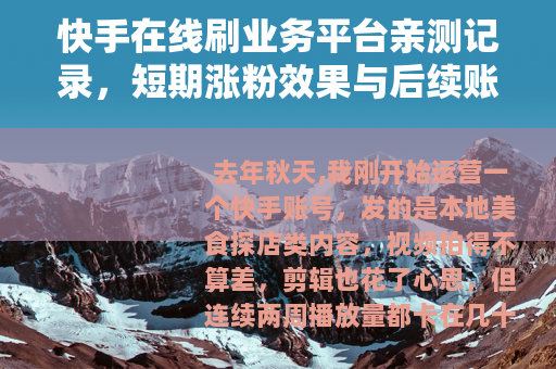 快手在线刷业务平台亲测记录，短期涨粉效果与后续账号影响