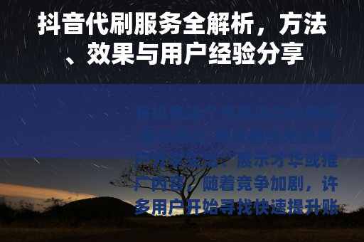 抖音代刷服务全解析，方法、效果与用户经验分享