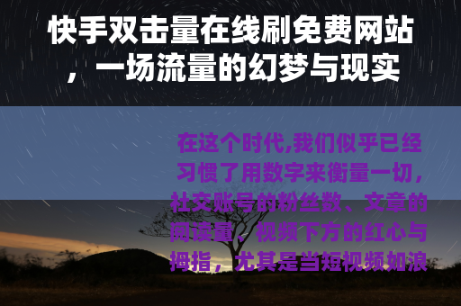 快手双击量在线刷免费网站，一场流量的幻梦与现实