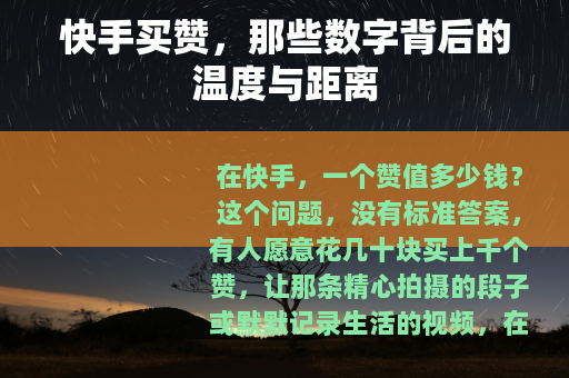 快手买赞，那些数字背后的温度与距离