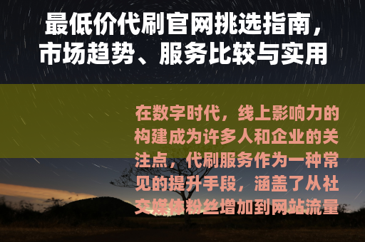 最低价代刷官网挑选指南，市场趋势、服务比较与实用建议