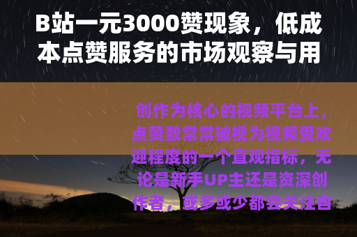B站一元3000赞现象，低成本点赞服务的市场观察与用户心理分析