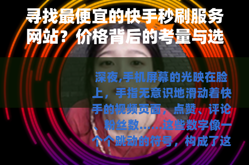 寻找最便宜的快手秒刷服务网站？价格背后的考量与选择