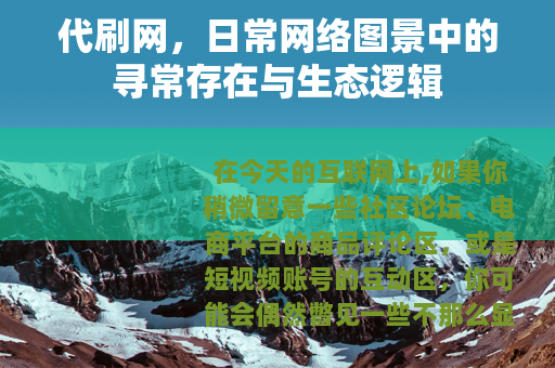 代刷网，日常网络图景中的寻常存在与生态逻辑