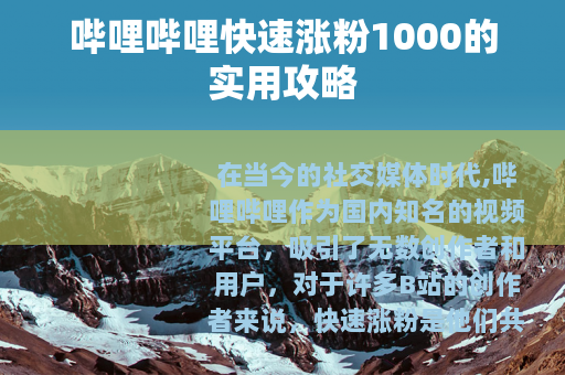 哔哩哔哩快速涨粉1000的实用攻略