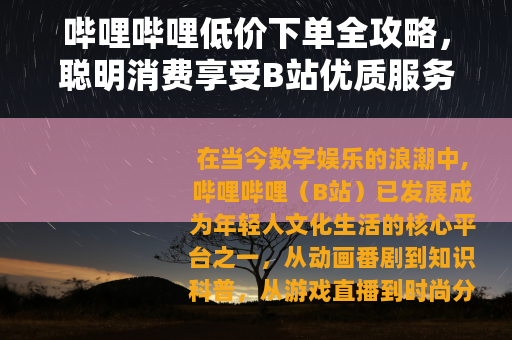 哔哩哔哩低价下单全攻略，聪明消费享受B站优质服务