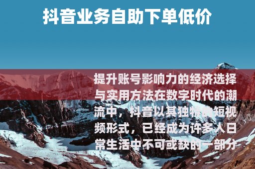 抖音业务自助下单低价