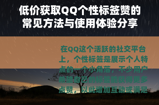 低价获取QQ个性标签赞的常见方法与使用体验分享