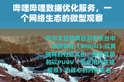 哔哩哔哩数据优化服务，一个网络生态的微型观察