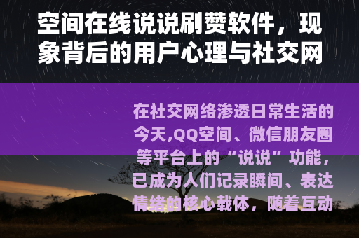 空间在线说说刷赞软件，现象背后的用户心理与社交网络效应解析