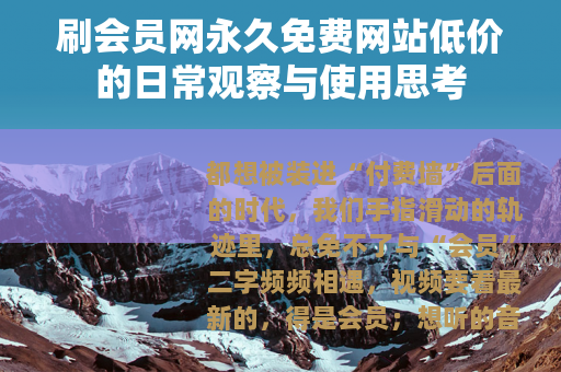 刷会员网永久免费网站低价的日常观察与使用思考