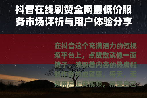 抖音在线刷赞全网最低价服务市场评析与用户体验分享指南