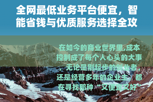 全网最低业务平台便宜，智能省钱与优质服务选择全攻略