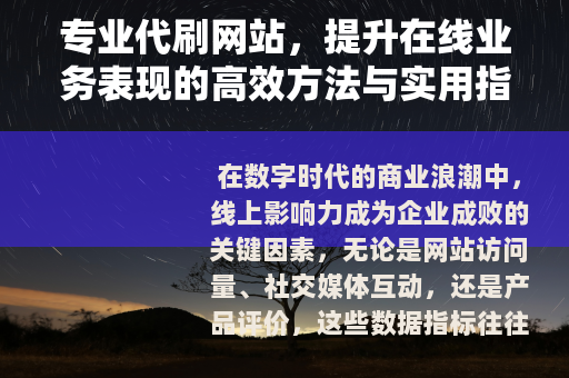专业代刷网站，提升在线业务表现的高效方法与实用指南