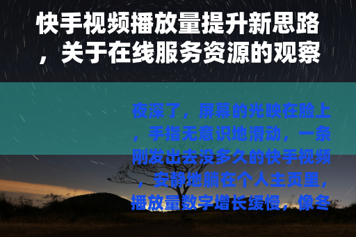 快手视频播放量提升新思路，关于在线服务资源的观察与随想