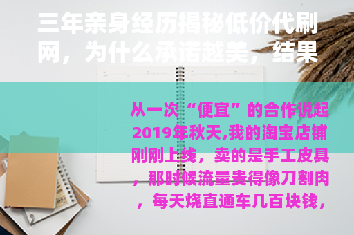 三年亲身经历揭秘低价代刷网，为什么承诺越美，结果越惨
