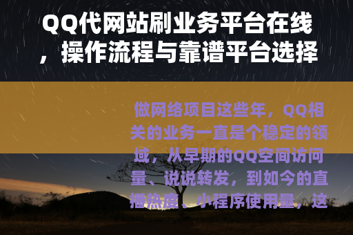 QQ代网站刷业务平台在线，操作流程与靠谱平台选择实用指南