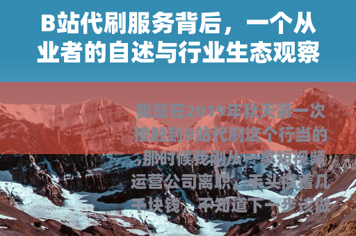 B站代刷服务背后，一个从业者的自述与行业生态观察