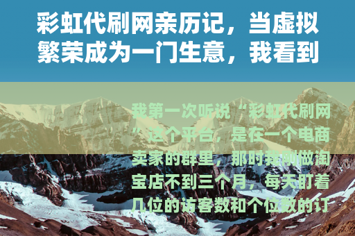 彩虹代刷网亲历记，当虚拟繁荣成为一门生意，我看到了什么