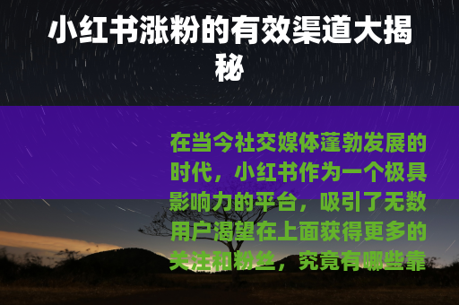 小红书涨粉的有效渠道大揭秘