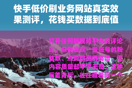 快手低价刷业务网站真实效果测评，花钱买数据到底值不值？