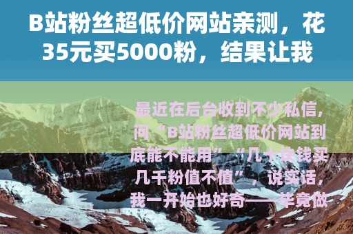 B站粉丝超低价网站亲测，花35元买5000粉，结果让我后悔了