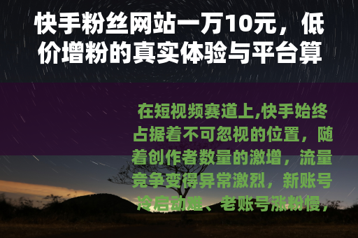 快手粉丝网站一万10元，低价增粉的真实体验与平台算法逻辑解析