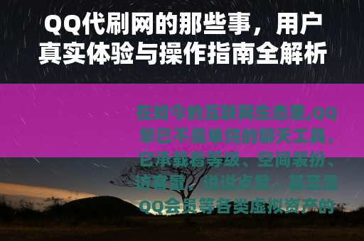 QQ代刷网的那些事，用户真实体验与操作指南全解析