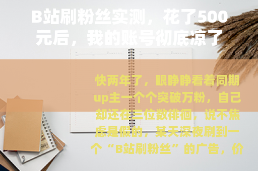 B站刷粉丝实测，花了500元后，我的账号彻底凉了