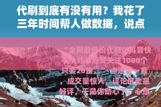 代刷到底有没有用？我花了三年时间帮人做数据，说点真话
