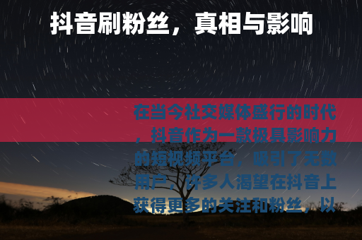 抖音刷粉丝，真相与影响